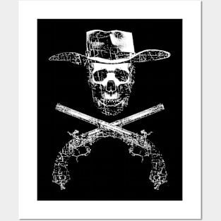 Classic Cowboy Vintage Skull and Crossbones Cross Guns Posters and Art